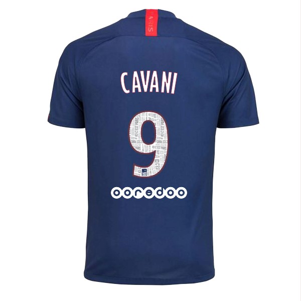 Camiseta Paris Saint Germain NO.9 Cavani Primera equipación 2019-2020 Azul